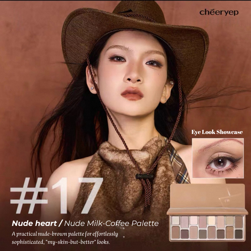 CHEERYEP (QIANYAN) 16-Color Natural Star Eye Shadow Palette - 17#Nude Heart